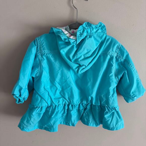 Vintage Baby B'Gosh Blue Ruffle Lightweight Girls Rose Floral Jacket 12 Months - Picture 5 of 8